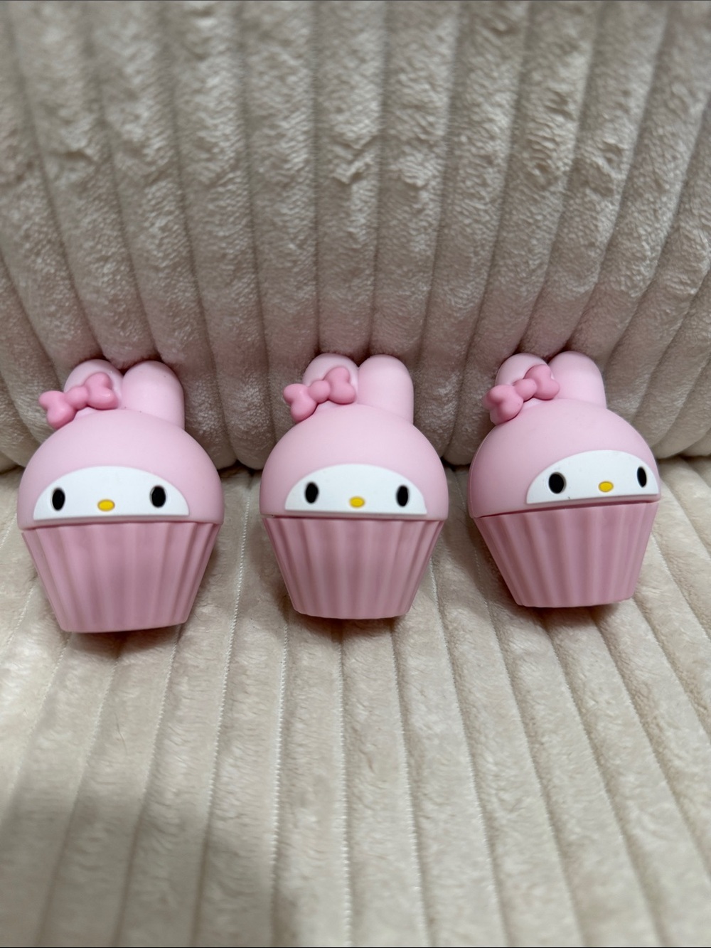 My Melody Pink Cupcake Lip Balm.  Set of Three (3). New. Not used. Sanrio.